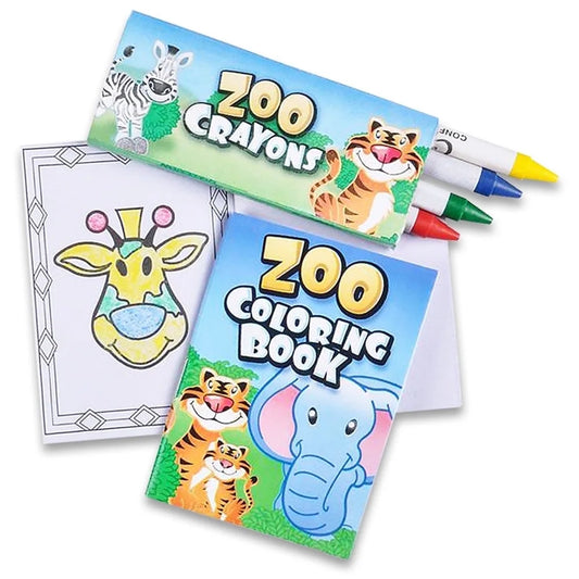 Zoo Coloring Book Party Favors – 12 Mini Kits with Crayons