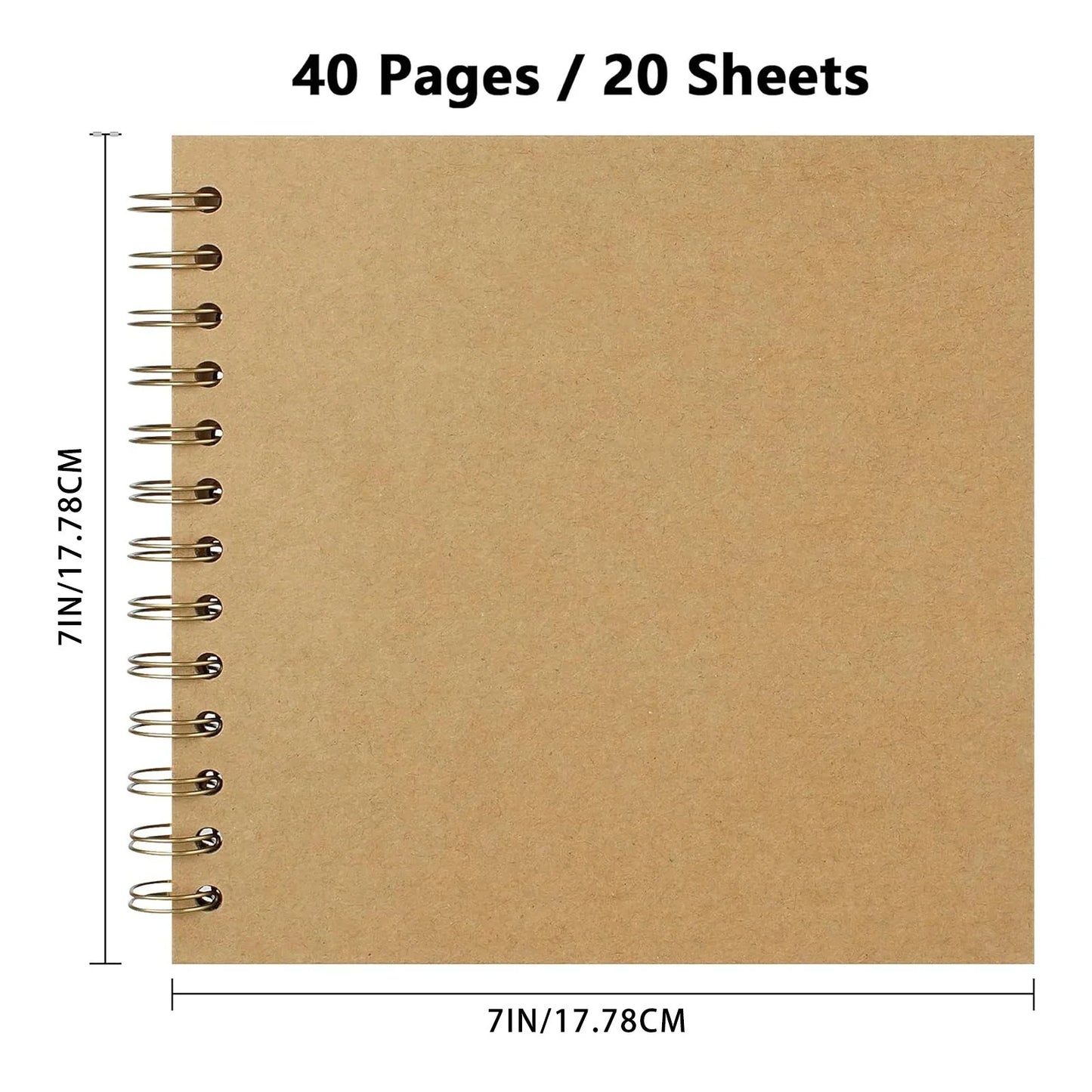 JAHH 7 X 7 Inch DIY Scrapbook Album 40 Pages Hardcover Kraft Paper Scrap Book Photo Albums Memory Book for Wedding and Anniversary Family