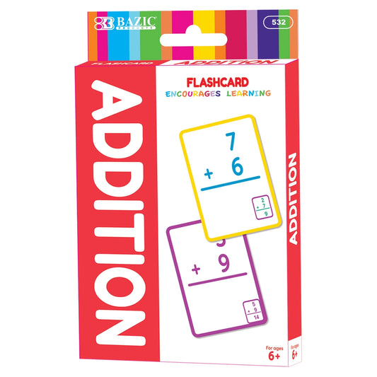 BAZIC Addition Flash Cards, Numbers Math Flashcards (36/Pack), 1-Pack